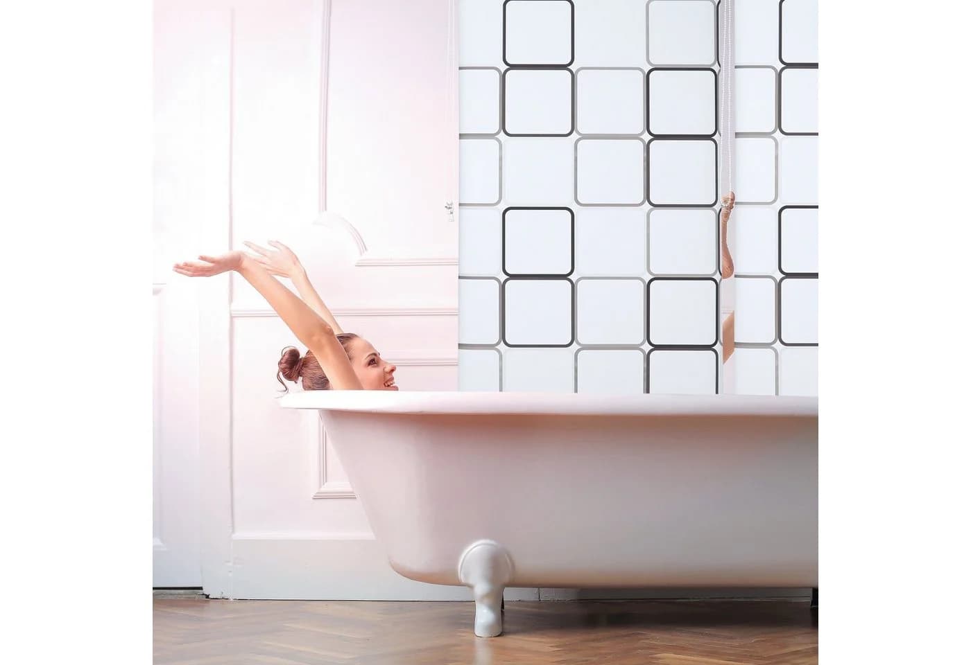 relaxdays Duschrollo SQUARE 80 cm Breite Kunststoff Aluminium