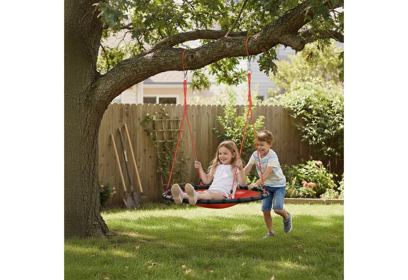 relaxdays Nestschaukel 80cm Rot Schwarz