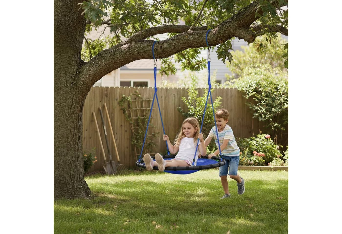 relaxdays Nestschaukel 80cm Blau Verstellbar