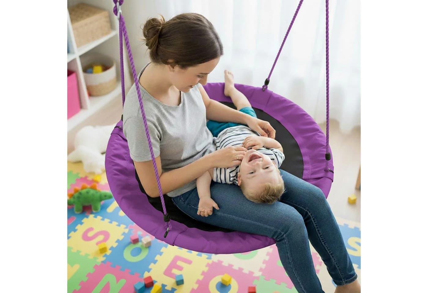 relaxdays Nestschaukel 90 cm Lila mit verstellbarer Höhe - Bild 3
