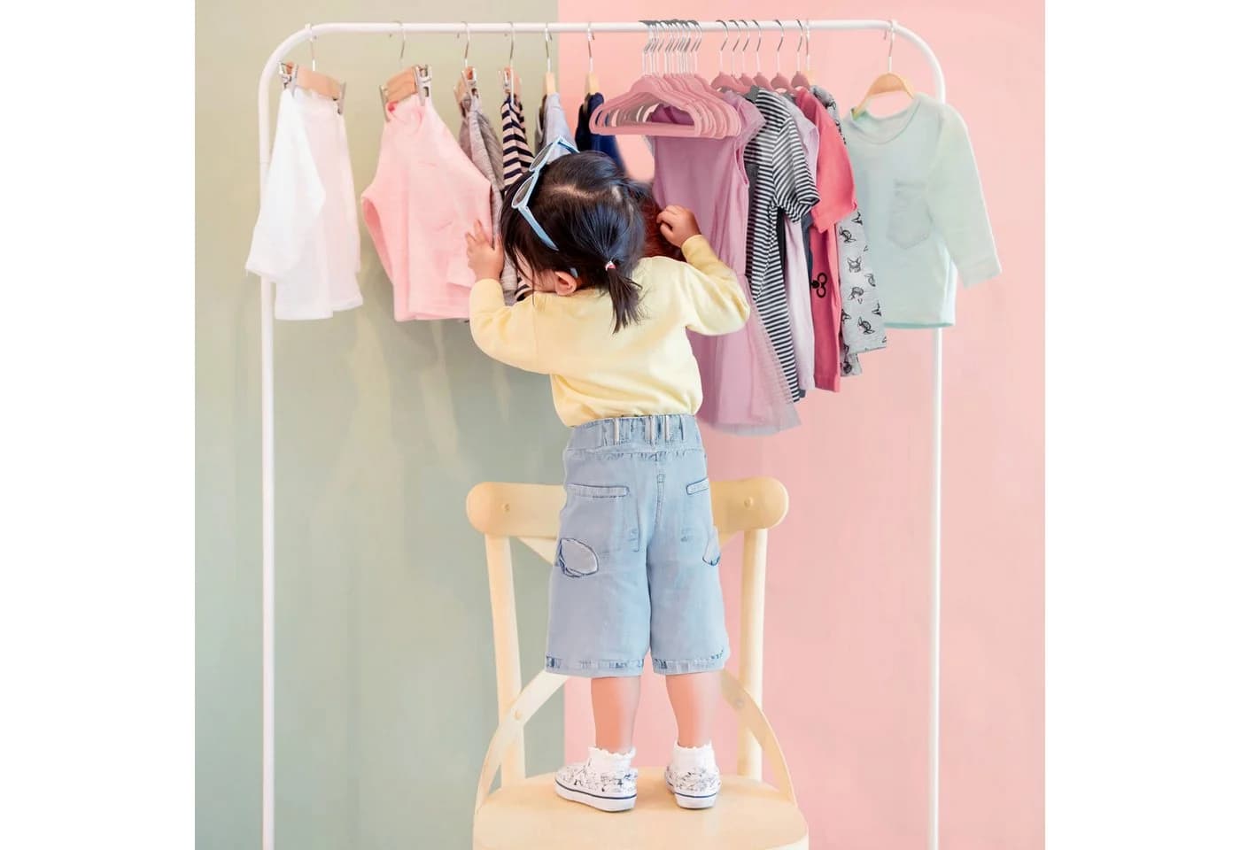 relaxdays Kinderkleiderbügel 20er Set Rosa Samt - Bild 5