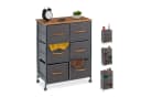 relaxdays Beistellschrank Schubladenschrank mit Rollen Braun/Grau Bild 2