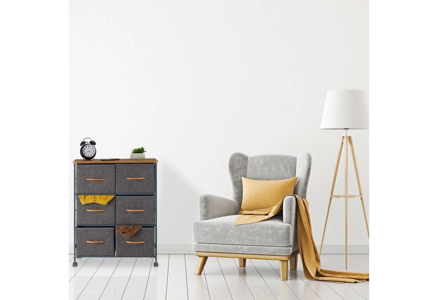 relaxdays Beistellschrank Schubladenschrank mit Rollen Braun/Grau - Bild 3