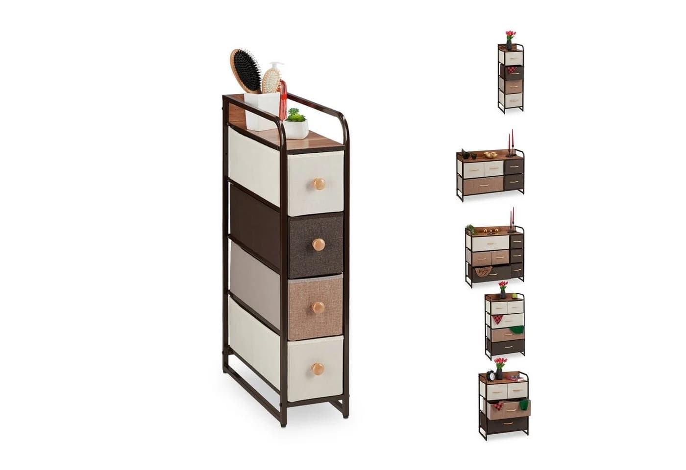 relaxdays Beistellschrank Schubladenschrank Holzoptik Braun Modern - Bild 2