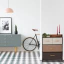 relaxdays Beistellschrank Schubladenschrank Braun Beige Holzoptik Bild 1