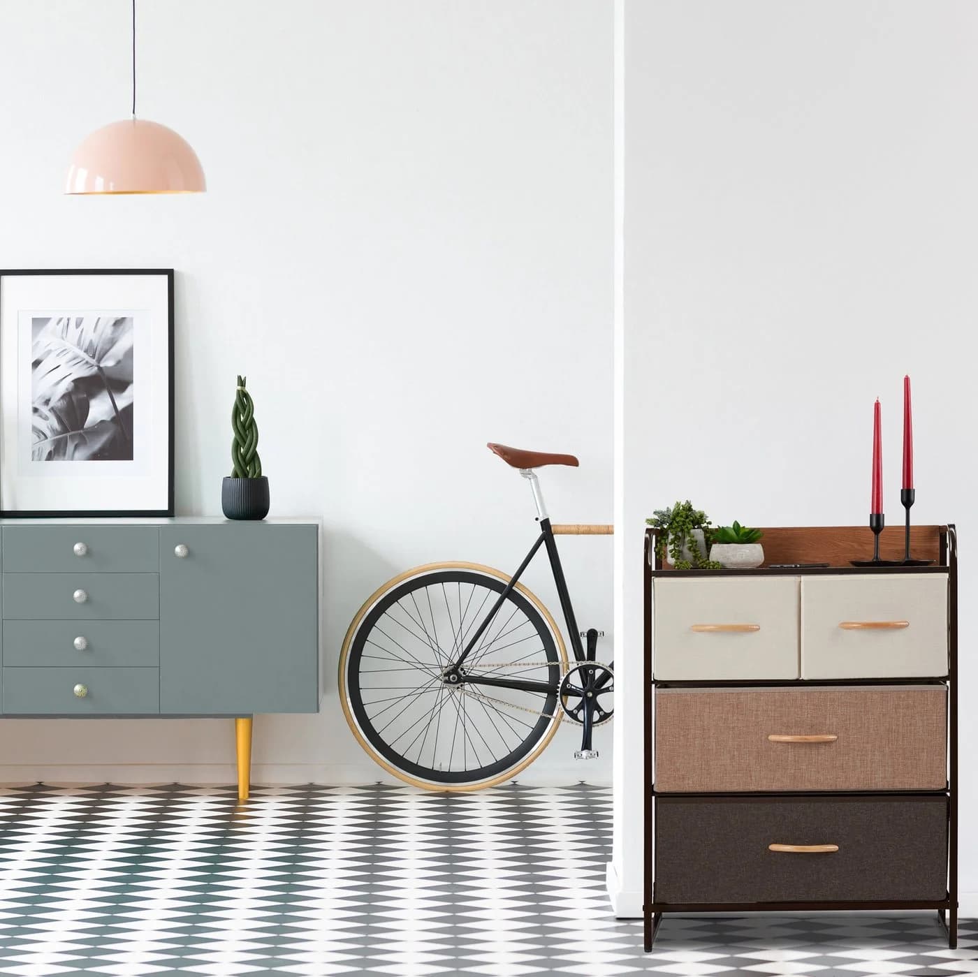 relaxdays Beistellschrank Schubladenschrank Braun Beige Holzoptik