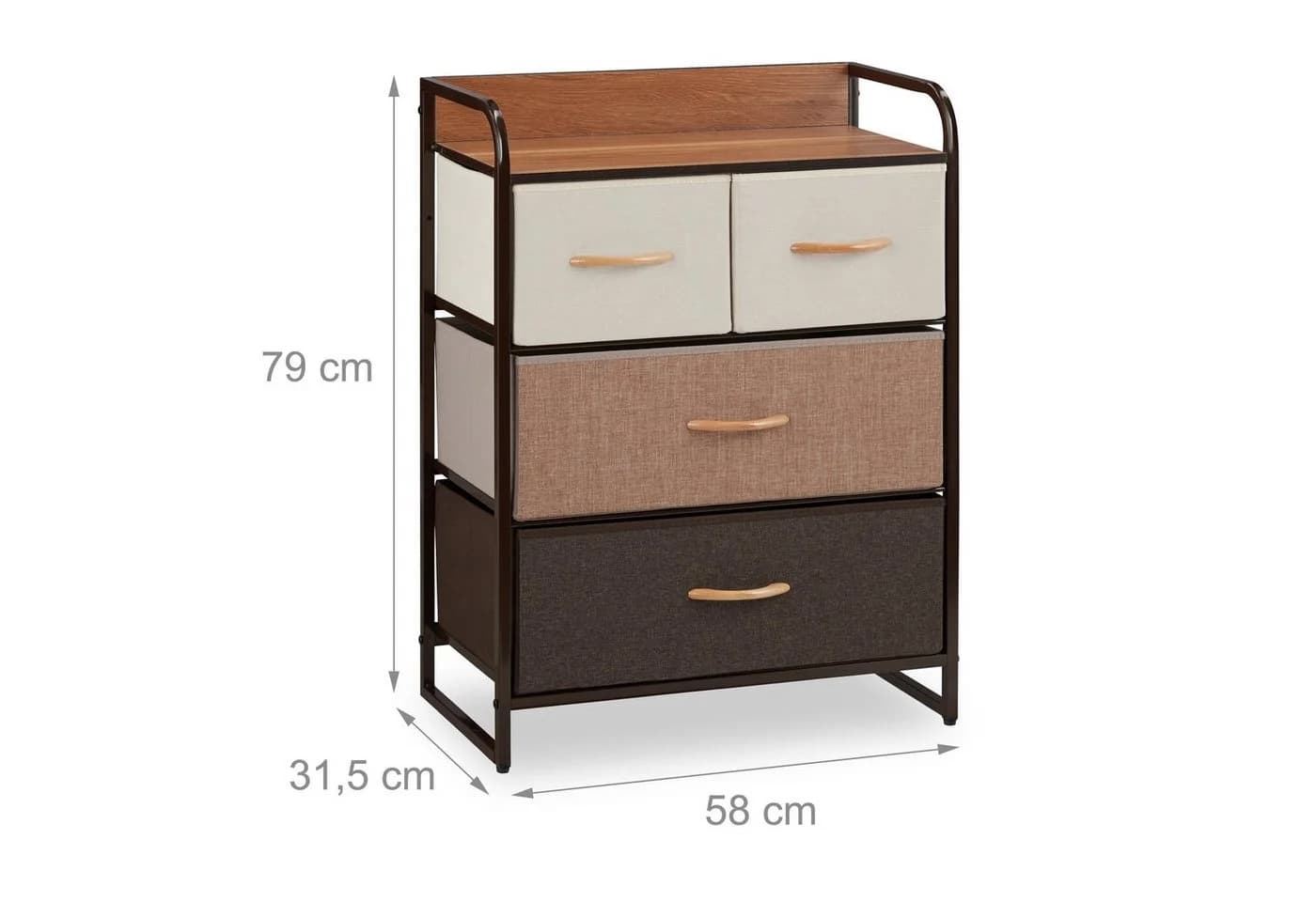 relaxdays Beistellschrank Schubladenschrank Braun Beige Holzoptik - Bild 4