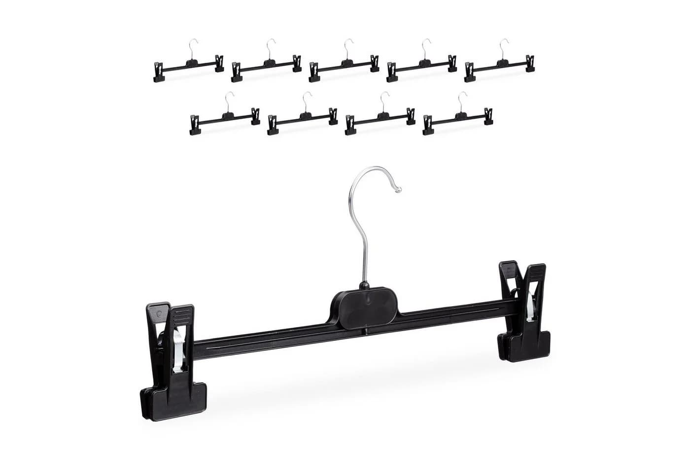 relaxdays Hosenbügel 10er Set mit Clips und 360° Haken, Schwarz - Bild 2