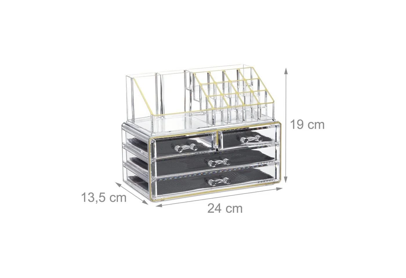 relaxdays Make-Up Organizer mit 4 Schubladen Gold-Streifen - Bild 4