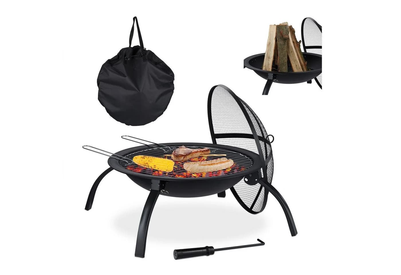 RELAXDAYS Feuerschale XL mit Grillzubehör und Tragetasche - Bild 2