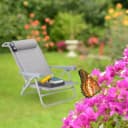 relaxdays Gartenliege Klappbarer Liegestuhl mit Nackenkissen Grau Bild 3