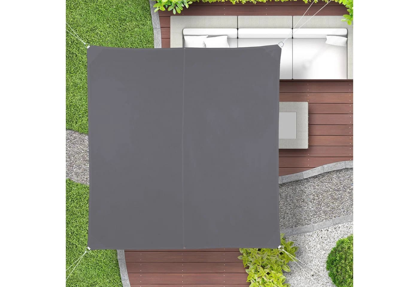 relaxdays Sonnensegel Quadrat Grau UV-Schutz 2x2m