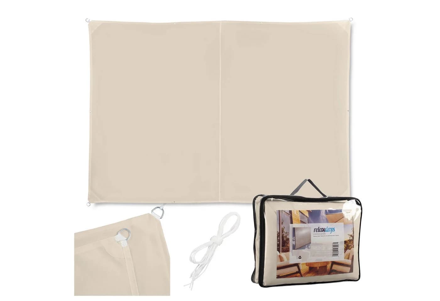 relaxdays Sonnensegel Rechteckig Beige UV-Schutz - Bild 2