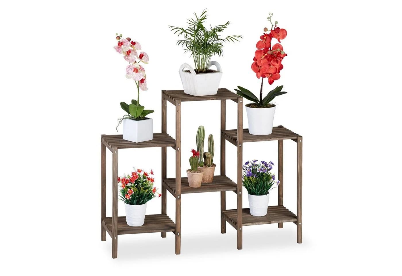 RELAXDAYS Blumenständer Braun Holz 6 Ablagen Pflanzenregal - Bild 2