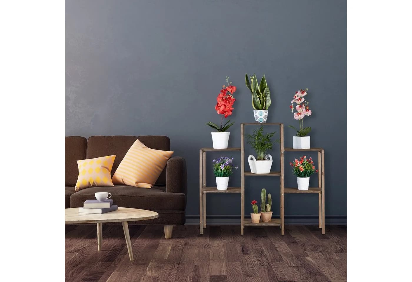 RELAXDAYS Blumenständer Braun Holz 6 Ablagen Pflanzenregal - Bild 5