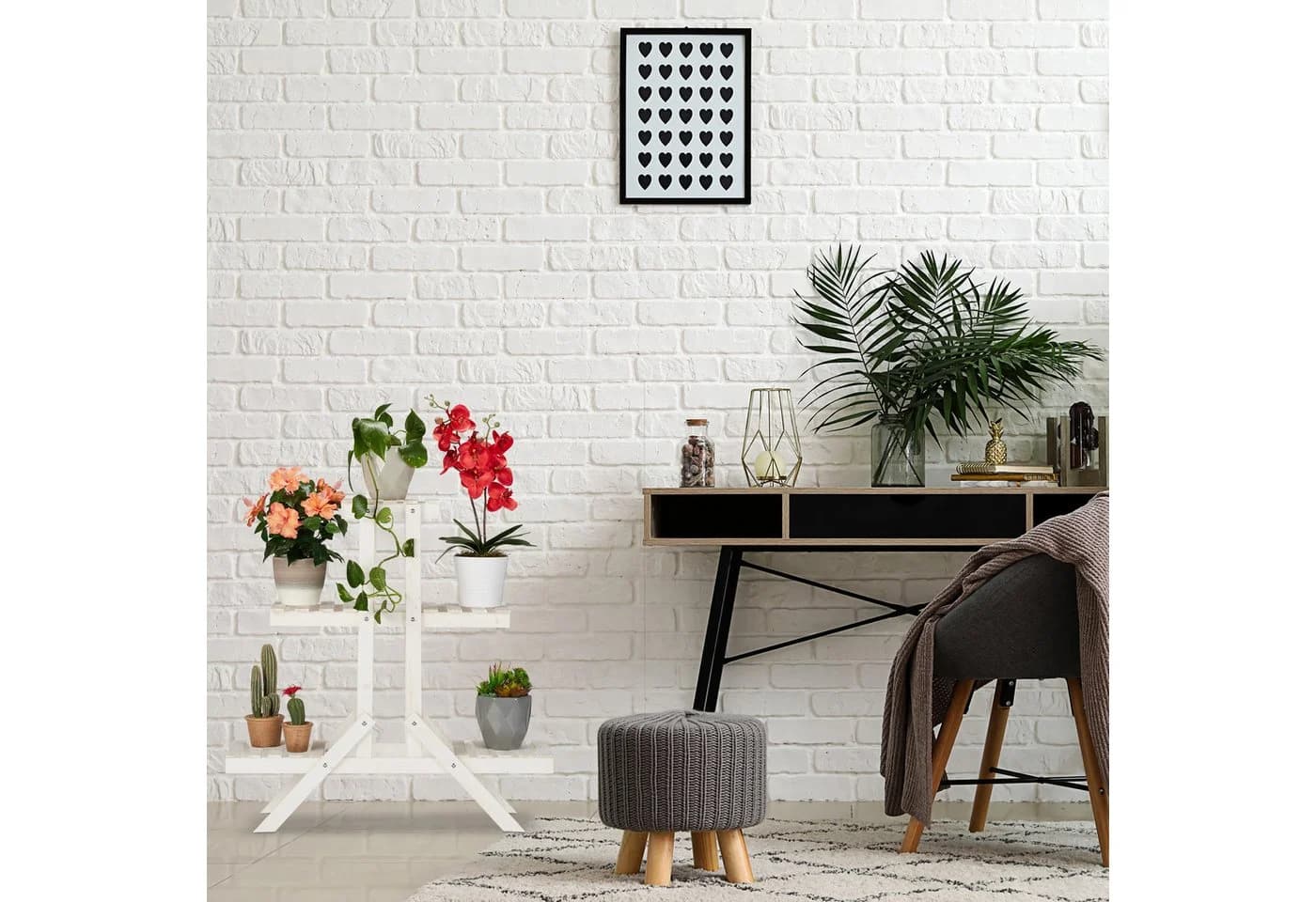 relaxdays Blumenständer Blumentreppe Holz 3 Stufen grau - Bild 5