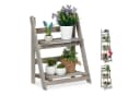 relaxdays Blumenständer Blumentreppe Holz Grau M Bild 2