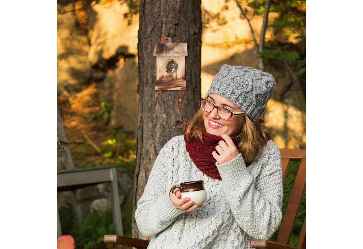relaxdays Eichhörnchen-Futterhaus Geflammt Zum Aufhängen