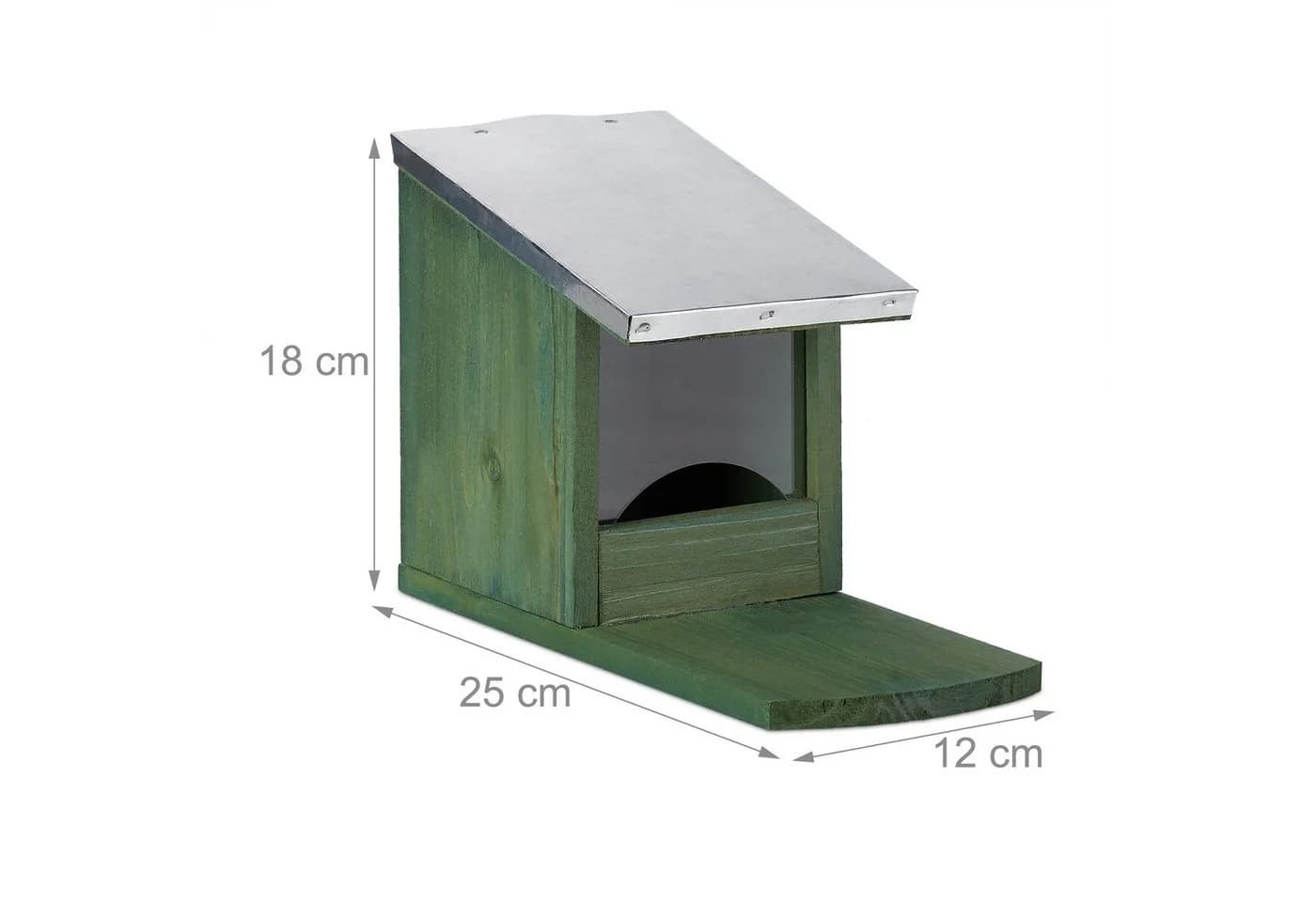 relaxdays Eichhörnchen Futterhaus mit klappbarem Metalldach, Dunkelgrün - Bild 4