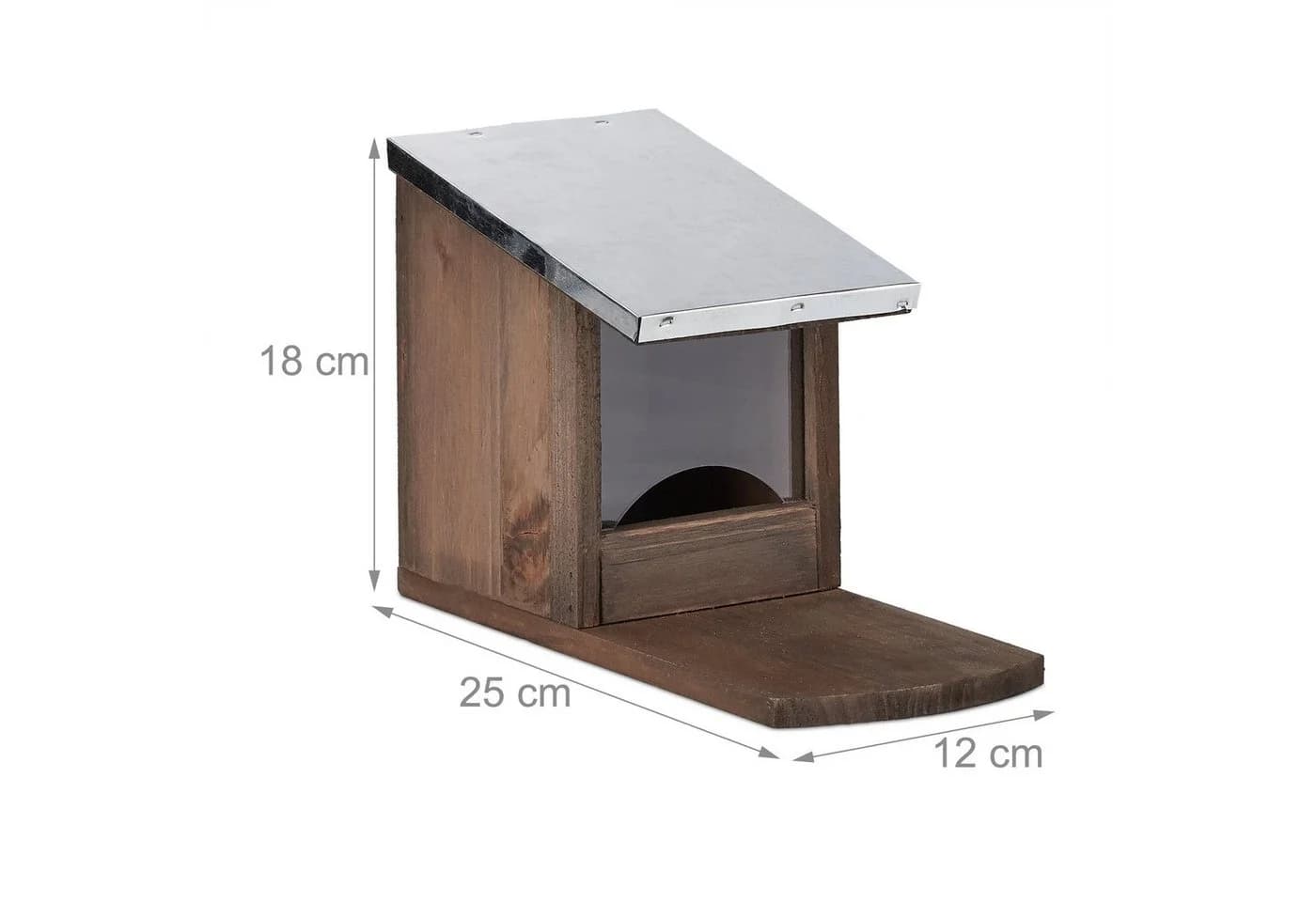 relaxdays Eichhörnchen Futterhaus mit klappbarem Metalldach, dunkelbraun - Bild 4
