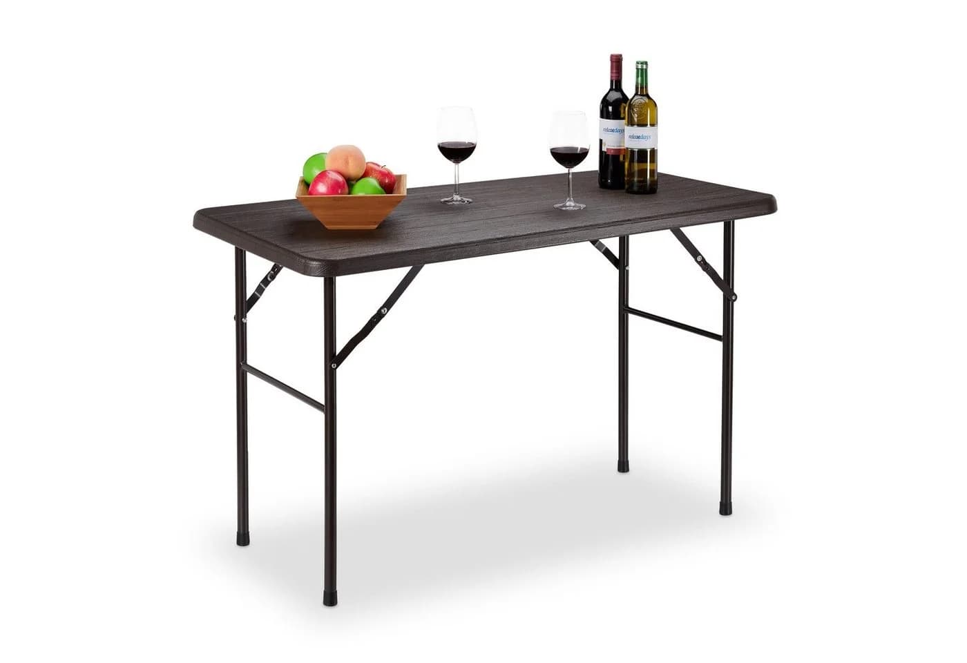 relaxdays Klapptisch Eckiger Gartentisch Holzoptik Braun - Bild 2