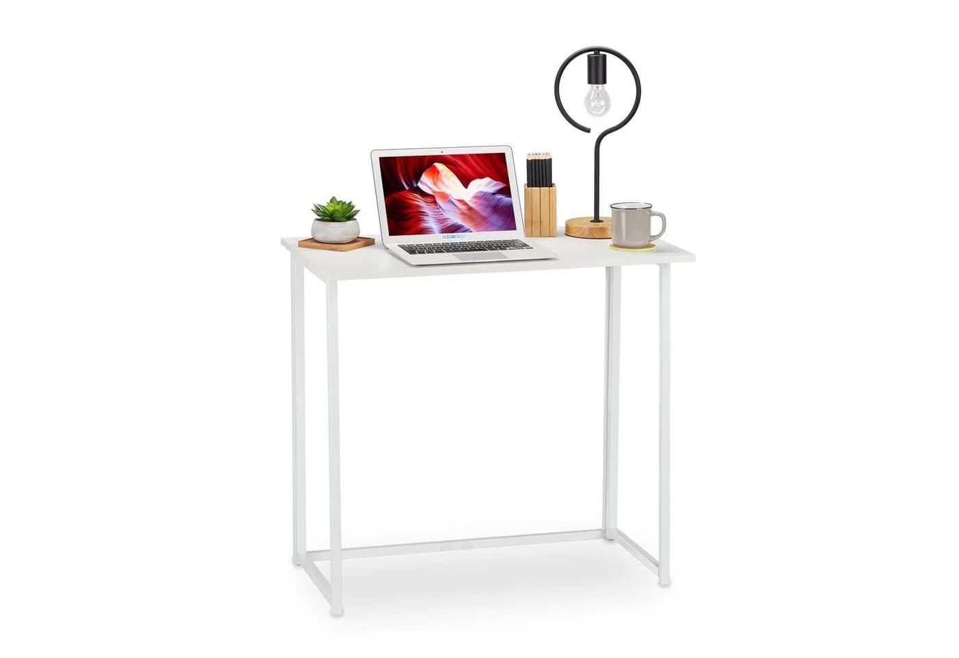 relaxdays Schreibtisch klappbar Weiß Modern - Bild 2
