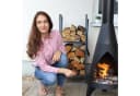 relaxdays Kaminholzregal mit 2 Ablagen & Haken Anthrazit Bild 3
