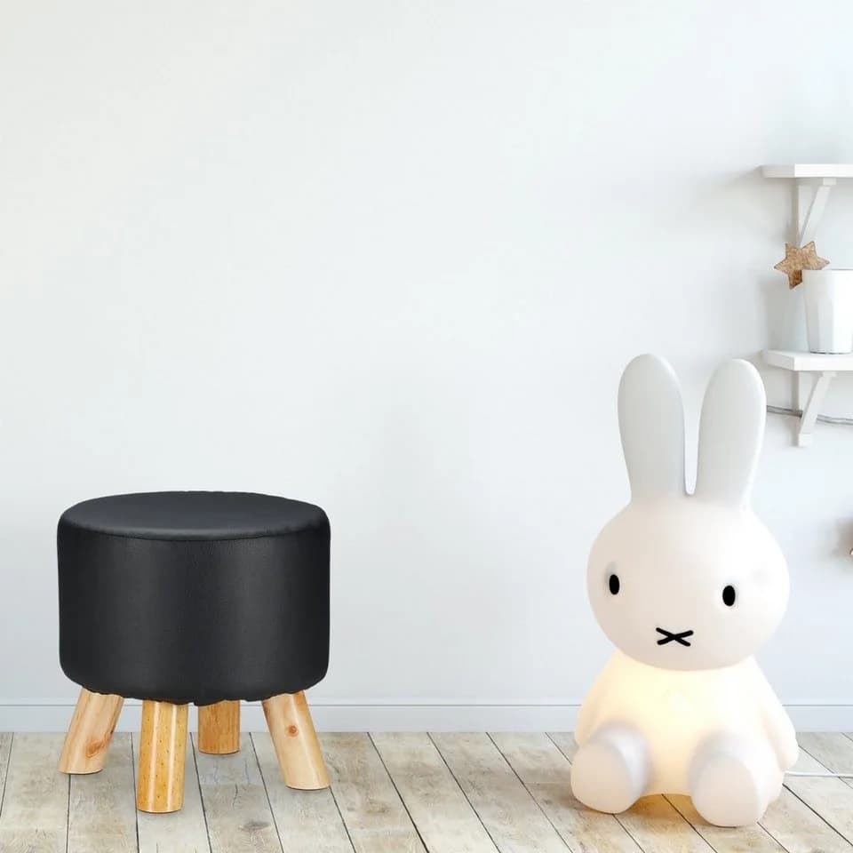 relaxdays Hocker Kunstleder Schwarz