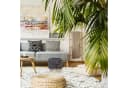 relaxdays Hocker Fell Hocker Grau Kunstfell Kiefernholz Bild 1
