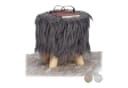 relaxdays Hocker Fell Hocker Grau Kunstfell Kiefernholz Bild 2