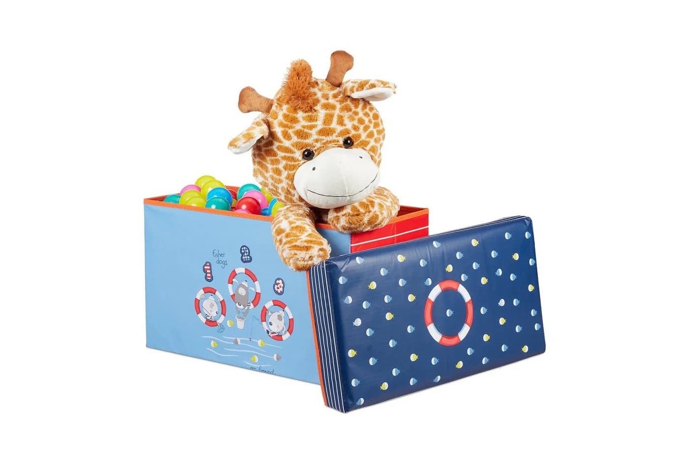 relaxdays Spielzeugtruhe Sitzbox für Kinder Sea Life - Bild 2