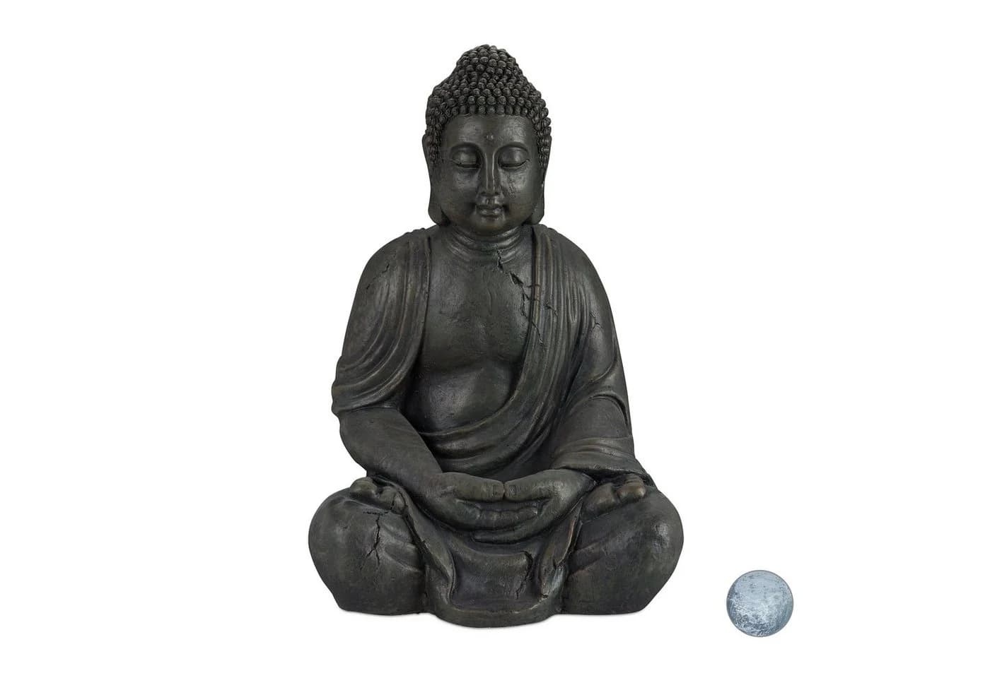 relaxdays Buddha Figur 70 cm Dunkelgrau Polyresin - Bild 2