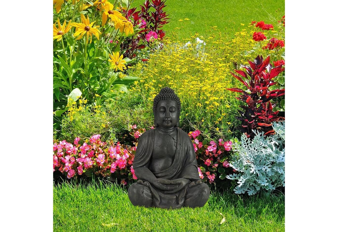 relaxdays Buddha Figur 70 cm Dunkelgrau Polyresin - Bild 3