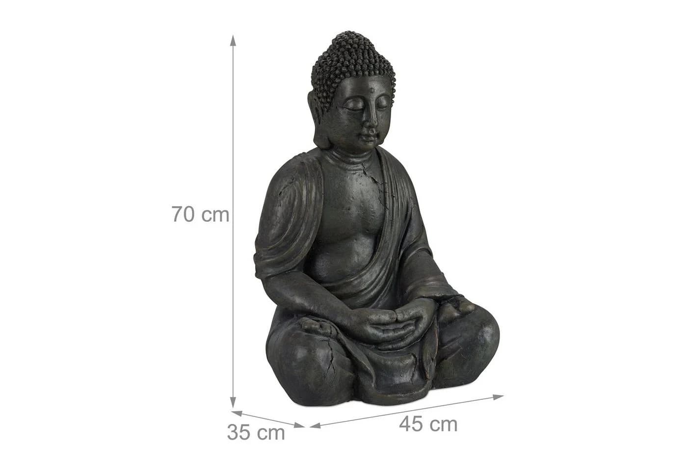 relaxdays Buddha Figur 70 cm Dunkelgrau Polyresin - Bild 4