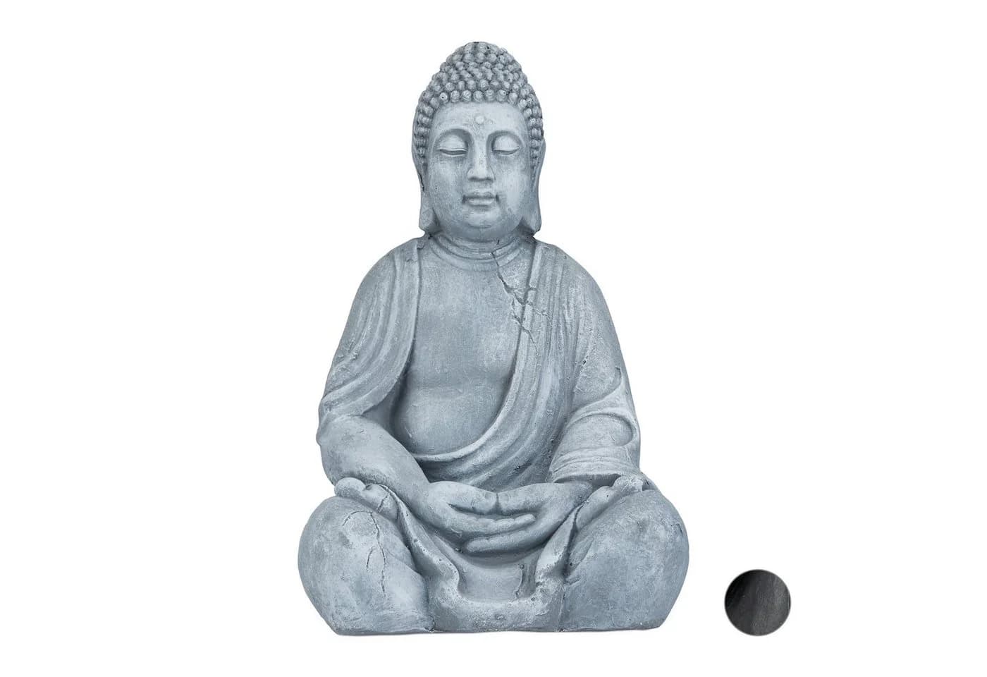 RELAXDAYS Buddha Figur 50 cm Hellgrau Polyresin - Bild 2