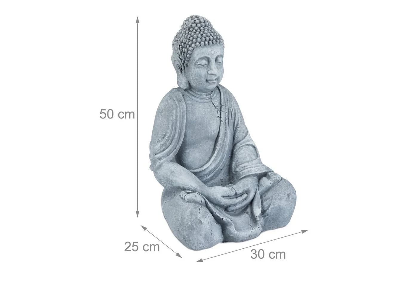 RELAXDAYS Buddha Figur 50 cm Hellgrau Polyresin - Bild 4