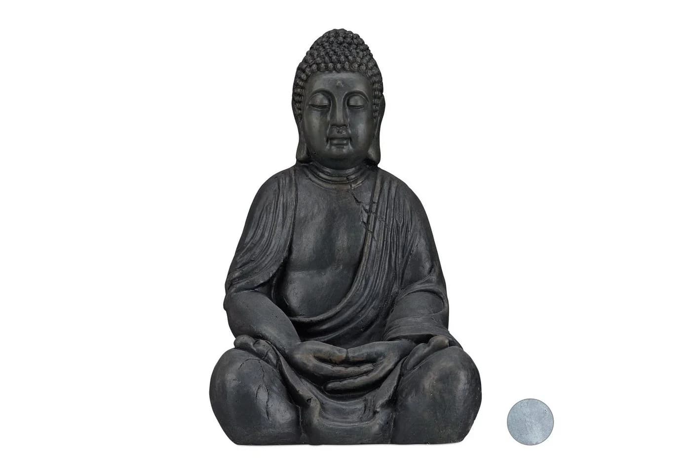 relaxdays Buddha Figur 50 cm Dunkelgrau Polyresin - Bild 2