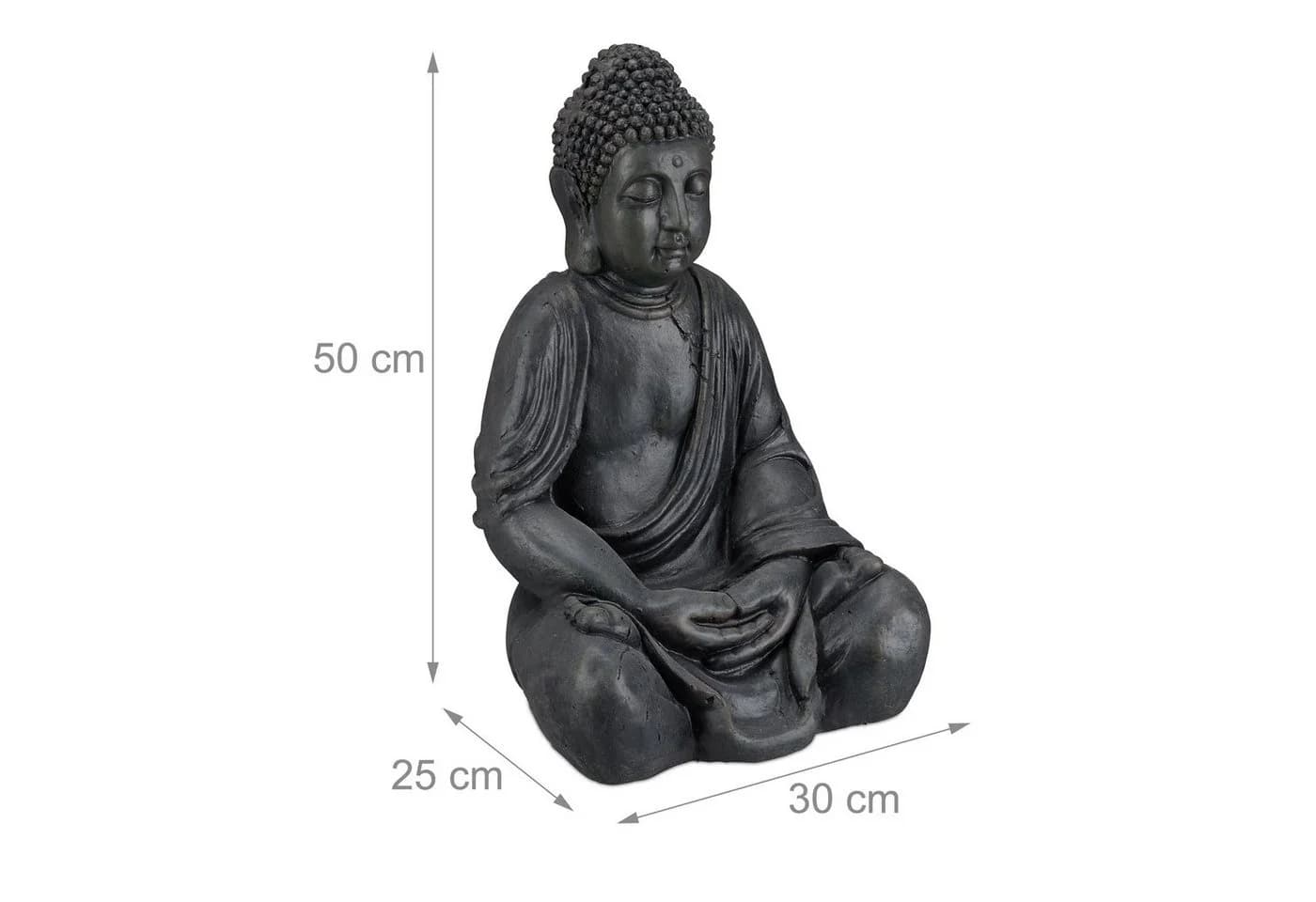 relaxdays Buddha Figur 50 cm Dunkelgrau Polyresin - Bild 4