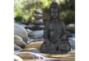 relaxdays Buddhafigur sitzend 40 cm, Dunkelgrau Polyresin Bild 1