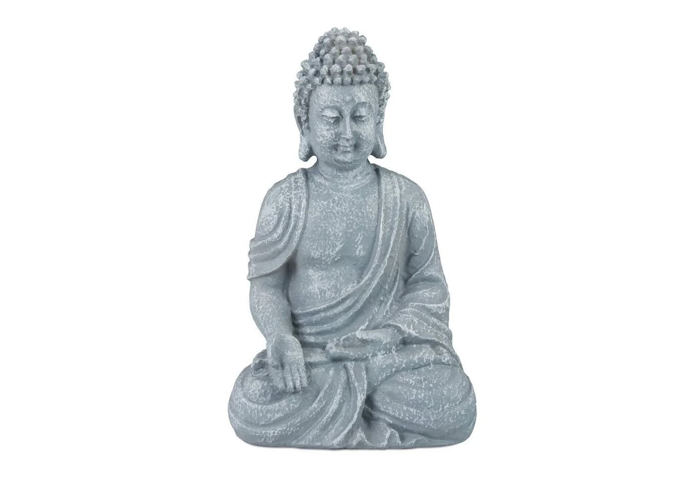 relaxdays Buddha Figur sitzend 18cm Hellgrau Polyresin - Bild 2