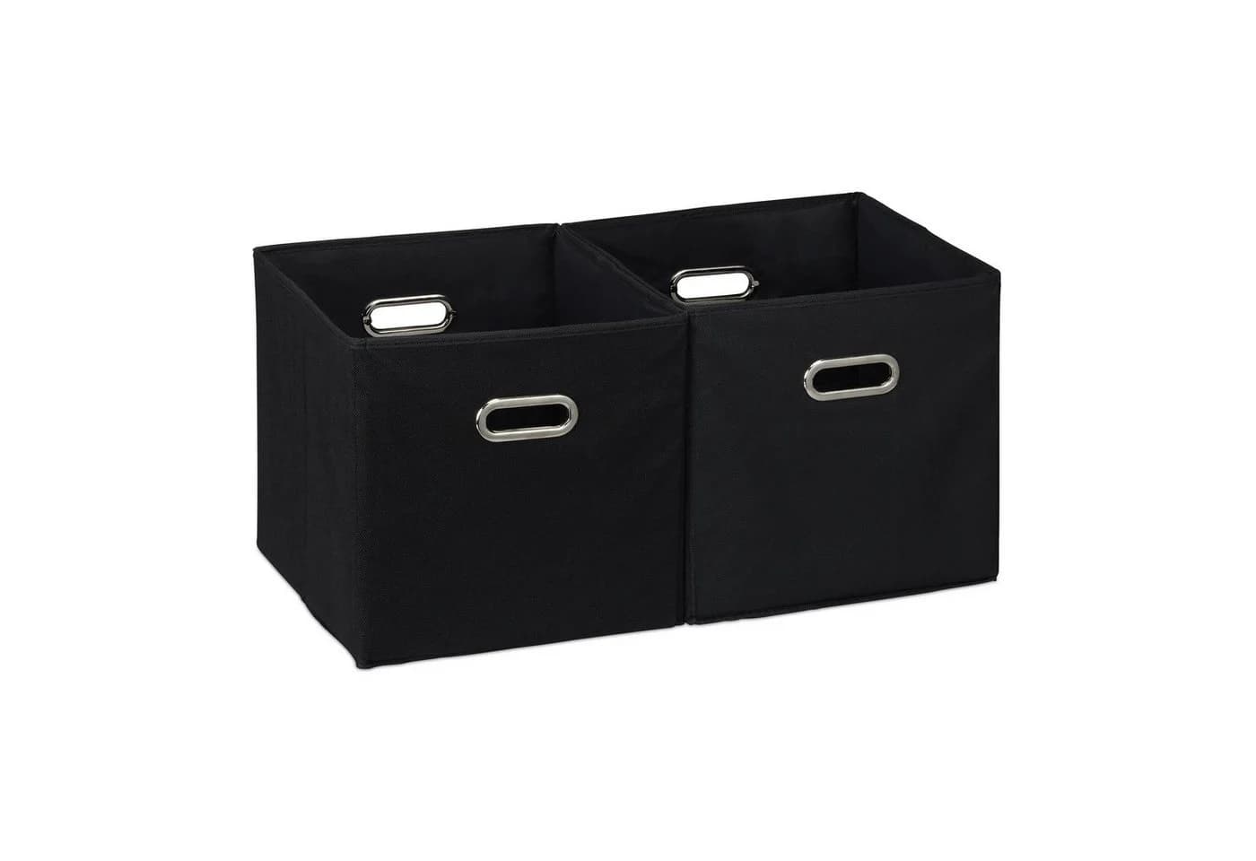 relaxdays Aufbewahrungsbox Stoff 2er Set Schwarz Silber - Bild 2