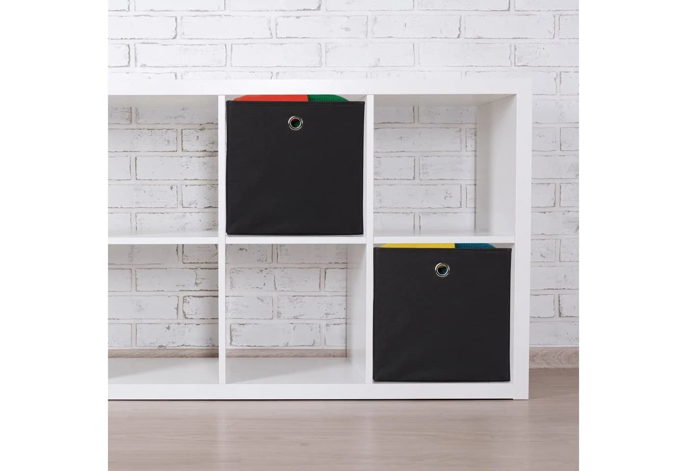 relaxdays Aufbewahrungsbox Stoff 2er Set Schwarz