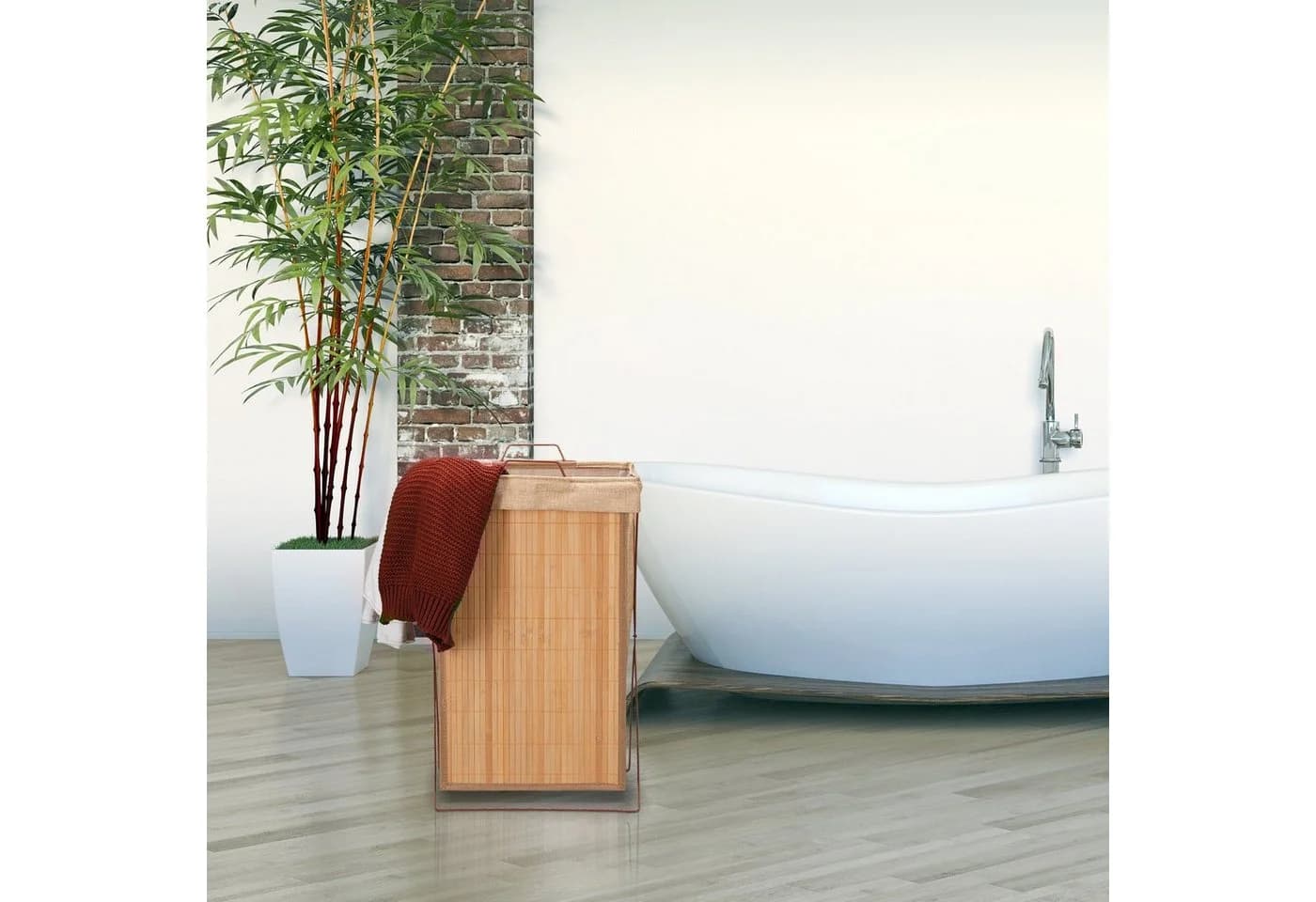 relaxdays Wäschekorb Bambus mit Gestell Natur - Bild 3