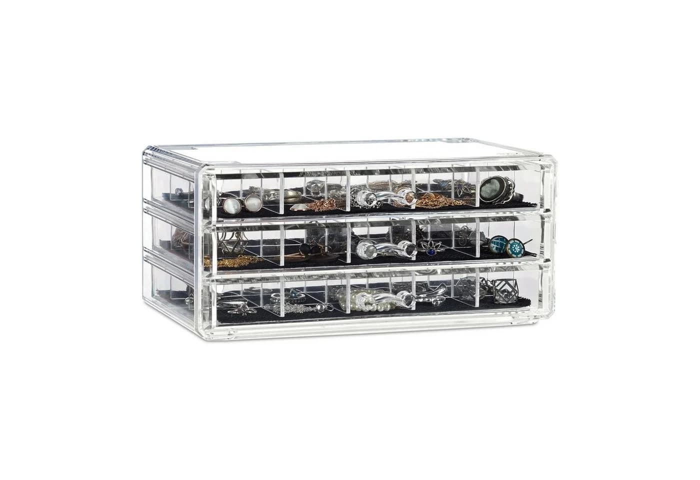 relaxdays Make-Up Organizer Transparent mit 3 Schubladen & 15 Fächern - Bild 2