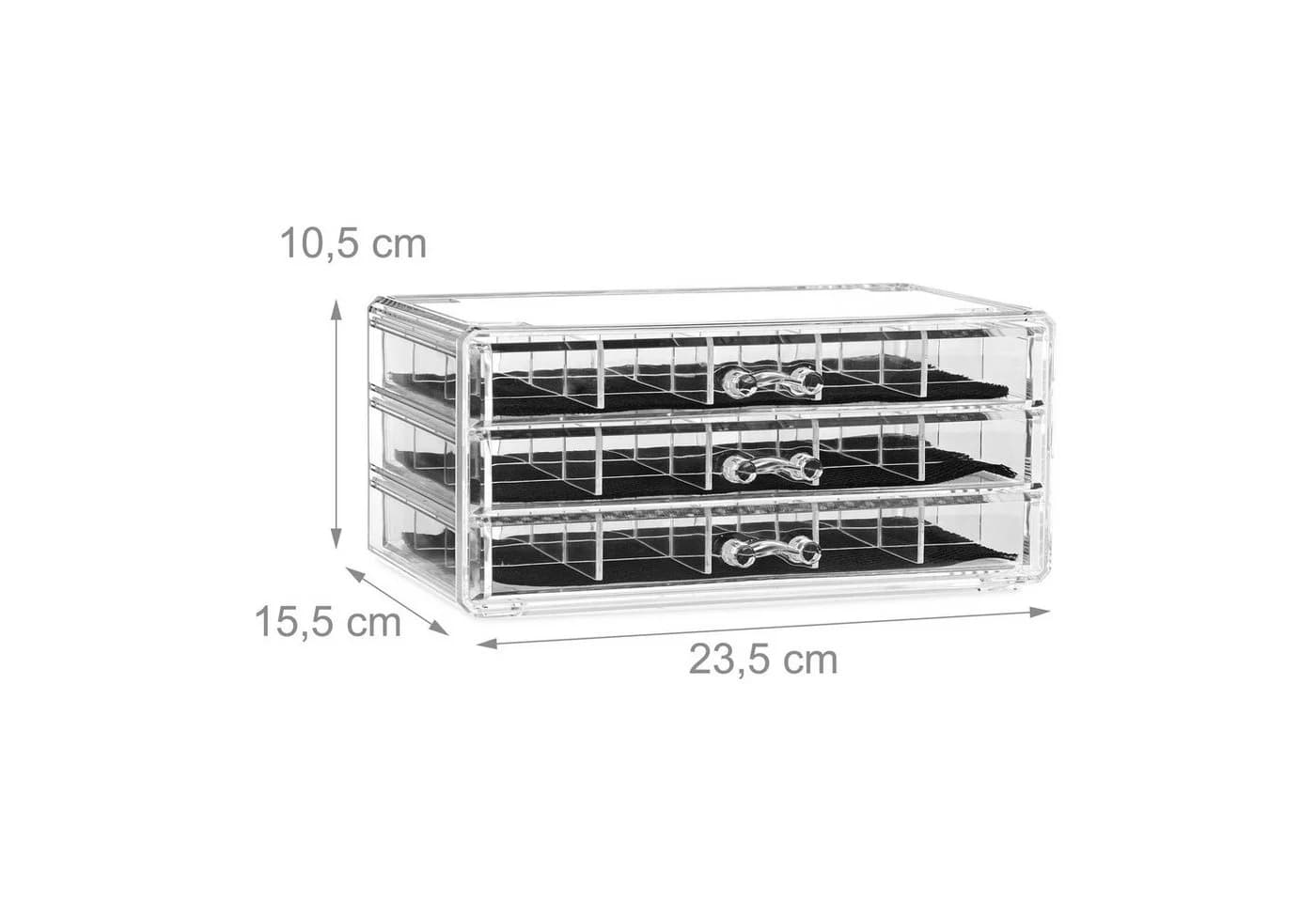 relaxdays Make-Up Organizer Transparent mit 3 Schubladen & 15 Fächern - Bild 4