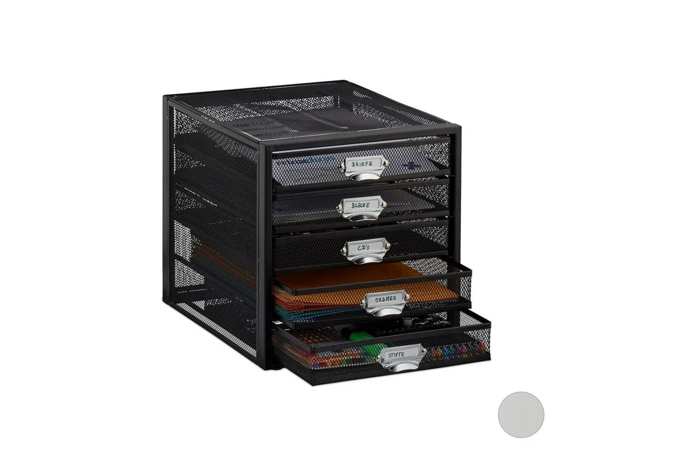 relaxdays Schubladenbox A4 mit 5 Fächern, Schwarz - Bild 2