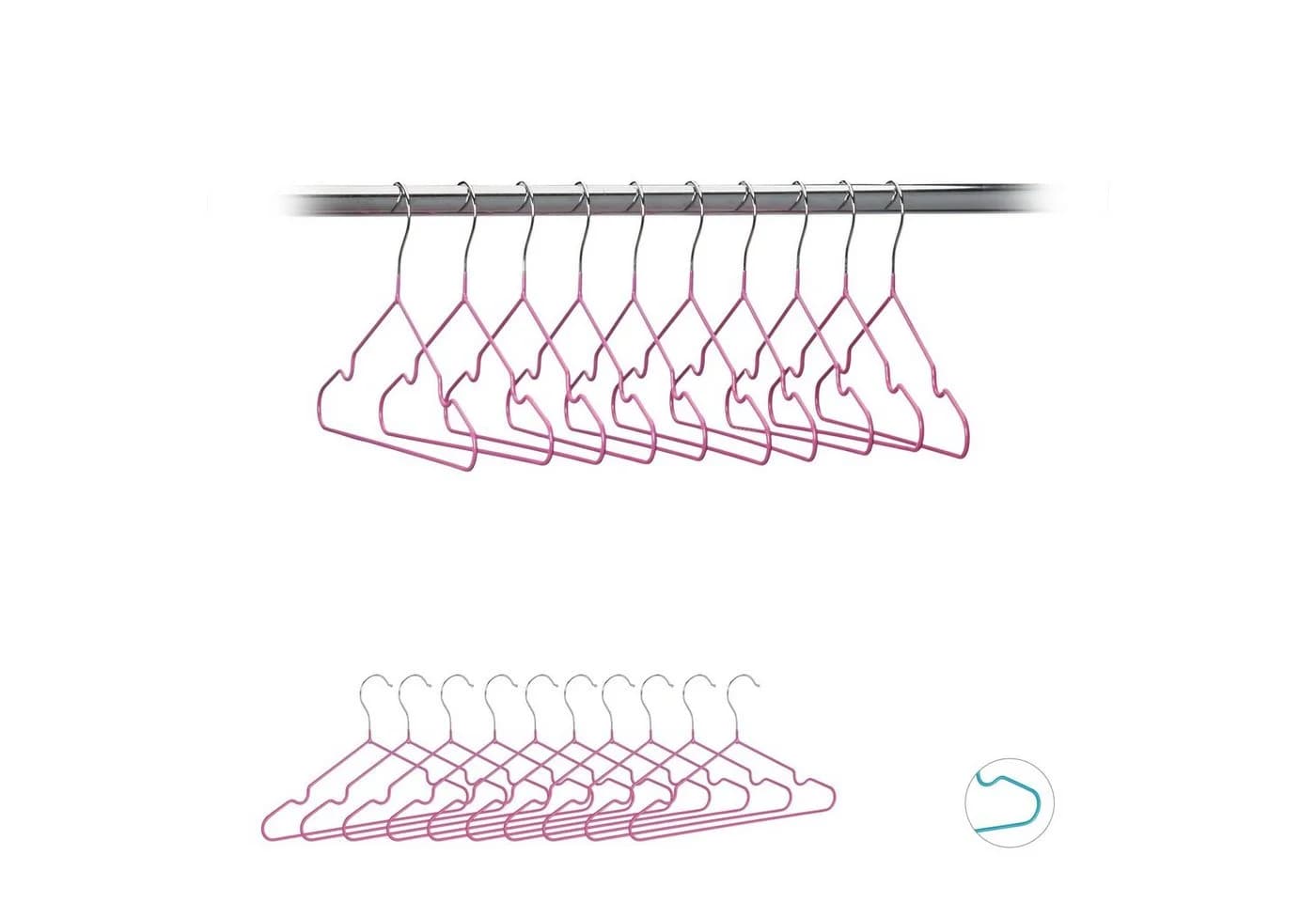 relaxdays Kinderkleiderbügel 20er Set Pink Silber PVC - Bild 2