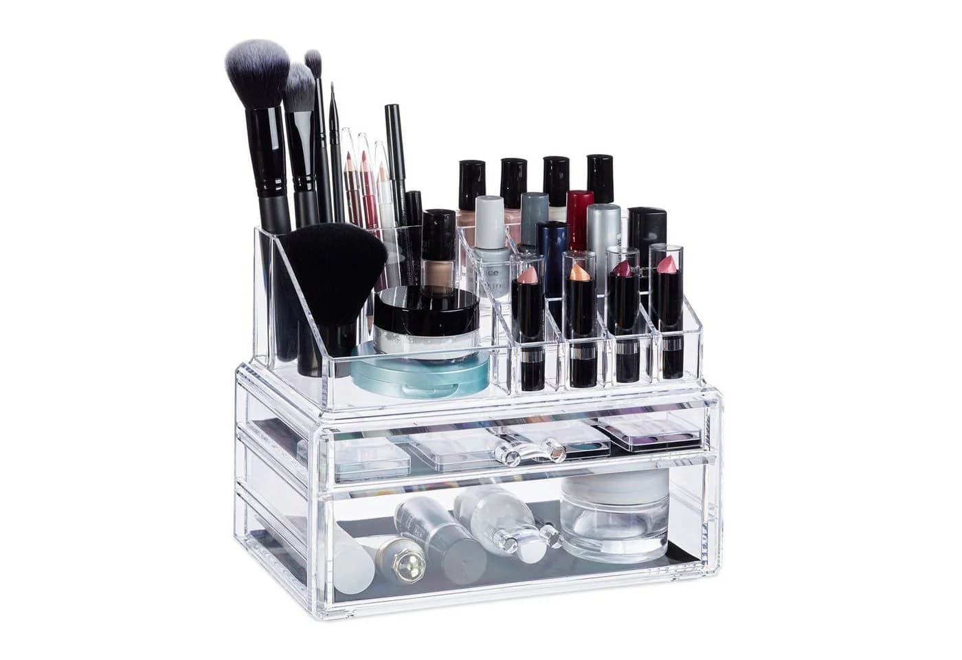 relaxdays Make-Up Organizer mit 2 Schubladen, transparent - Bild 2
