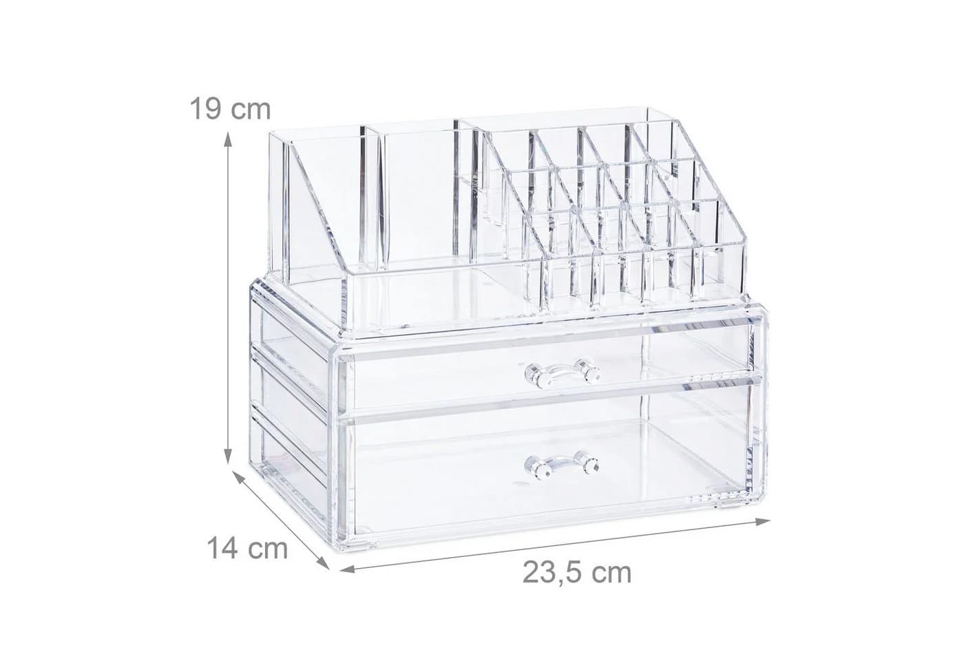 relaxdays Make-Up Organizer mit 2 Schubladen, transparent - Bild 4