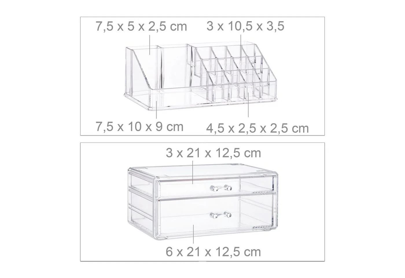 relaxdays Make-Up Organizer mit 2 Schubladen, transparent - Bild 5